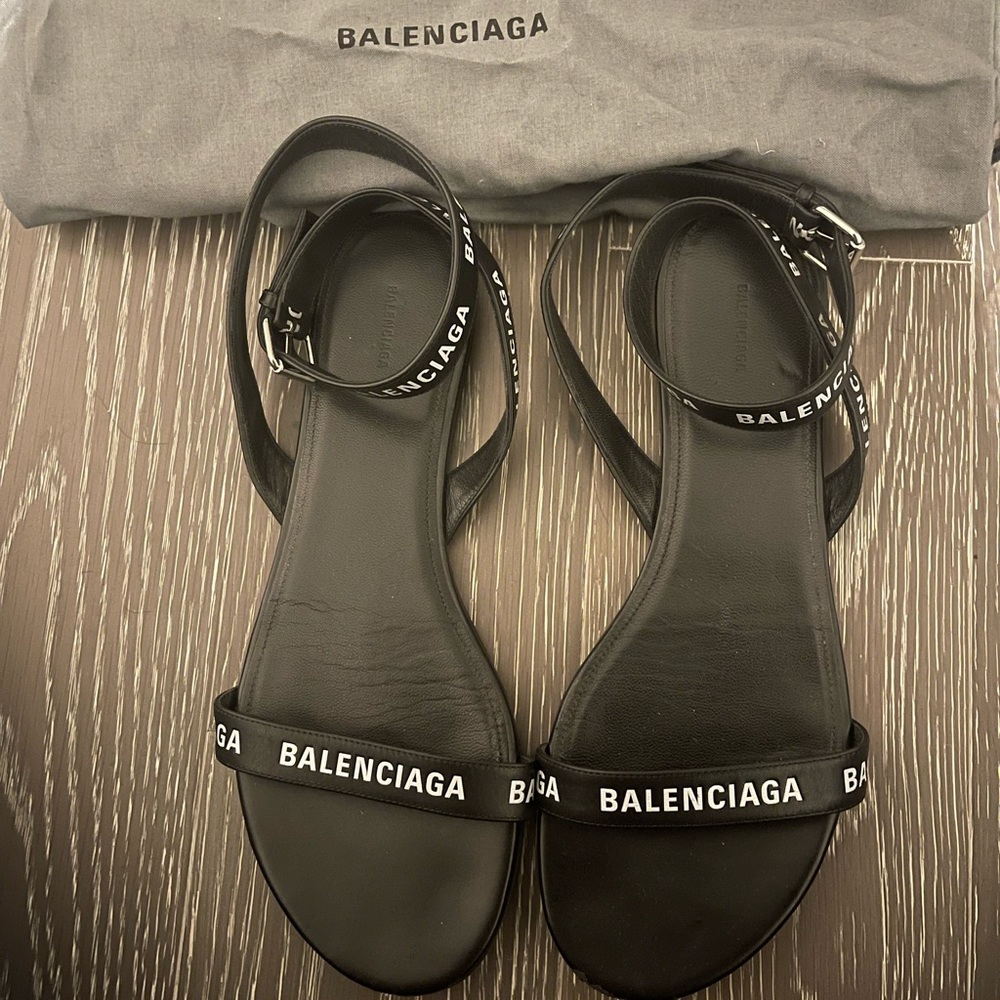 Great Condition Balenciaga Ankle-Wrap Logo Sandals + dust bag